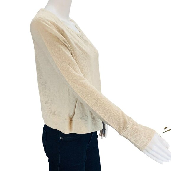 Victoria's Secret Womens Chambray Lace Crop Sweater Pullover Oatmeal Size S - Picture 9 of 12